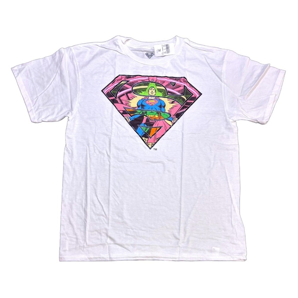 Superman‎ DC Comics Graphic T-Shirt White Short Sleeve Kid's Size XL